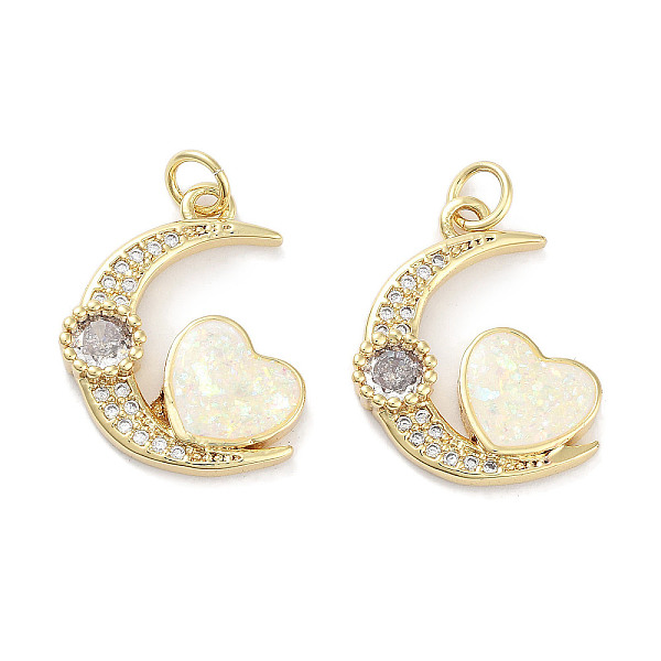 PandaHall Brass Micro Pave Clear Cubic Zirconia Pendants, with Synthetic Opal and Jump Rings, Real 18K Gold Plated, Moon with Heart Charms..., White
PandaHall Brass Micro Pave Clear Cubic Zirconia Pendants, with Synthetic Opal and Jump Rings, Real 18K Gold Plated, Moon with Heart Charms..., White