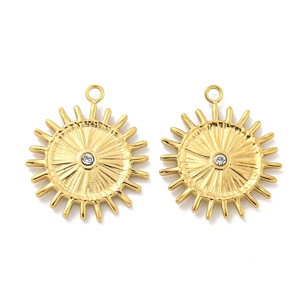 PandaHall Vacuum Plating 304 Stainless Steel Pendants, with Crystal Rhinestone, Sun Charms, Real 18K Gold Plated, 22x19x2mm, Hole: 1.8mm..., Clear
PandaHall Vacuum Plating 304 Stainless Steel Pendants, with Crystal Rhinestone, Sun Charms, Real 18K Gold Plated, 22x19x2mm, Hole: 1.8mm..., Clear