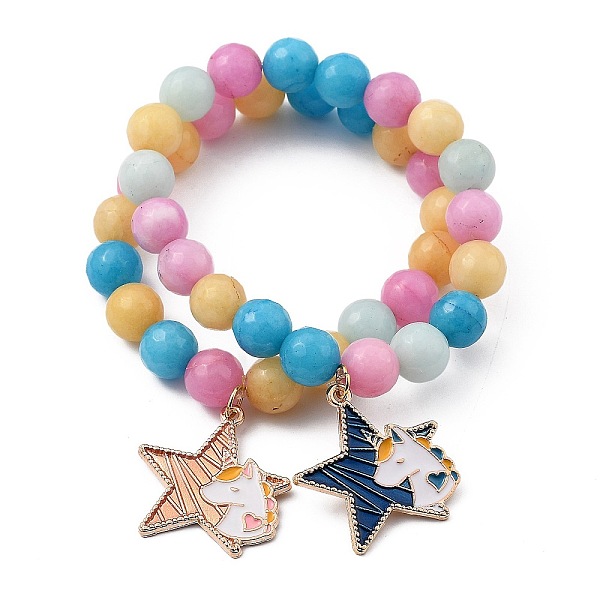 PandaHall Round Natural White Jade Beaded Stretch Charm Bracelets Sets, with Alloy Enamel Pendants, Star with Unicorn, Mixed Color, Inner..., Multicolor
PandaHall Round Natural White Jade Beaded Stretch Charm Bracelets Sets, with Alloy Enamel Pendants, Star with Unicorn, Mixed Color, Inner..., Multicolor
