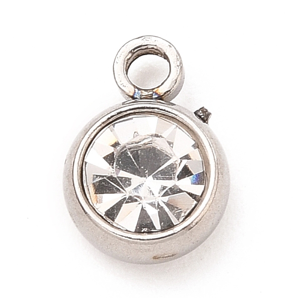 PandaHall 304 Stainless Steel Charms, with Acrylic Rhinestone, Birthstone Charms, Faceted, Flat Round, Stainless Steel Color, Crystal..., Clear
PandaHall 304 Stainless Steel Charms, with Acrylic Rhinestone, Birthstone Charms, Faceted, Flat Round, Stainless Steel Color, Crystal..., Clear
