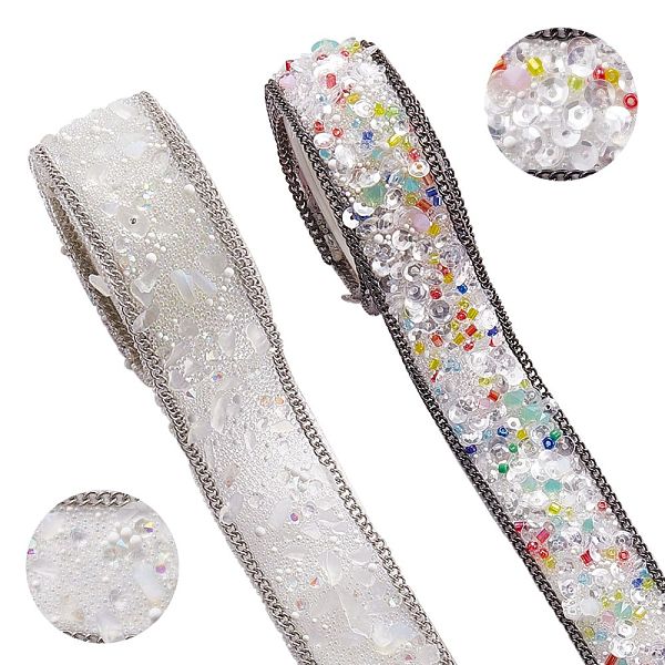 PandaHall 2 Strands 2 Styles Hotfix Resin Rhinestone Tape, Iron on Patches, with Iron Curb Chain, Rhinestone Trimming, Costume Accessories..., Clear
PandaHall 2 Strands 2 Styles Hotfix Resin Rhinestone Tape, Iron on Patches, with Iron Curb Chain, Rhinestone Trimming, Costume Accessories..., Clear