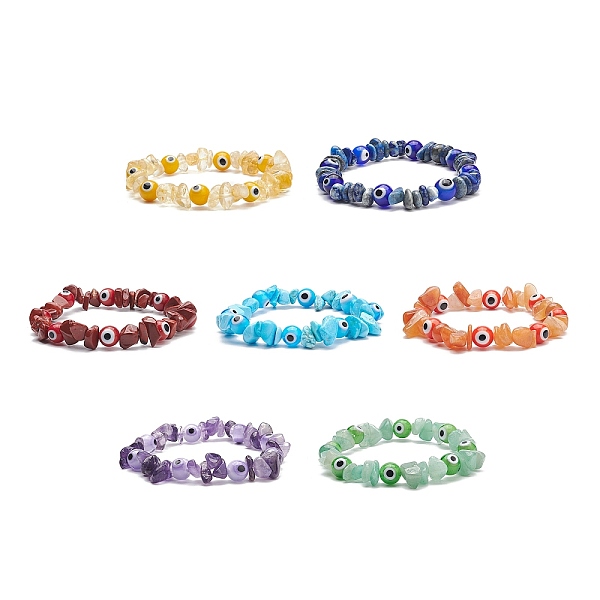 PandaHall 7Pcs 7 Style Natural & Synthetic Mixed Gemstone Chips & Lampwork Evil Eye Stretch Bracelets Set for Women, Inner Diameter: 2-1/8...
PandaHall 7Pcs 7 Style Natural & Synthetic Mixed Gemstone Chips & Lampwork Evil Eye Stretch Bracelets Set for Women, Inner Diameter: 2-1/8...
