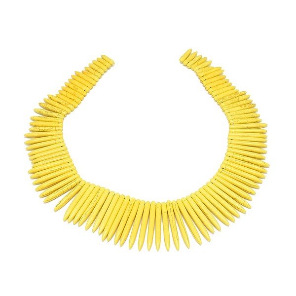 PandaHall Synthetic Turquoise Graduated Spike Beads Strands, Tusk Shape, Yellow, 20~49x4.5~5mm, Hole: 1.2mm, about 99pcs/strand, 16.9~17.7...
PandaHall Synthetic Turquoise Graduated Spike Beads Strands, Tusk Shape, Yellow, 20~49x4.5~5mm, Hole: 1.2mm, about 99pcs/strand, 16.9~17.7...
