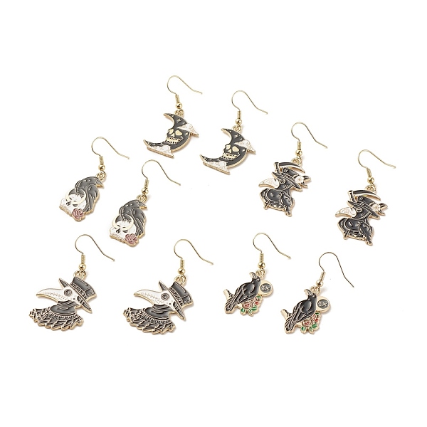 PandaHall Alloy Enamel Dangle Earrings, Gothic Brass Drop Earrings for Women, Mix-shaped, Golden, Black, 42~48mm, Pin: 0.6mm Alloy Black
PandaHall Alloy Enamel Dangle Earrings, Gothic Brass Drop Earrings for Women, Mix-shaped, Golden, Black, 42~48mm, Pin: 0.6mm Alloy Black