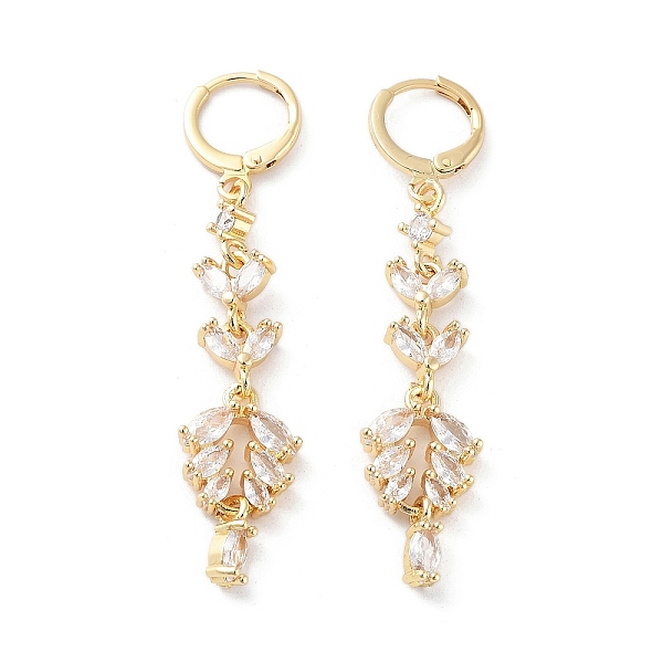 PandaHall Rack Plating Golden Brass Dangle Leverback Earrings, with Cubic Zirconia, Leaf, 55x12mm Brass Leaf Clear
PandaHall Rack Plating Golden Brass Dangle Leverback Earrings, with Cubic Zirconia, Leaf, 55x12mm Brass Leaf Clear