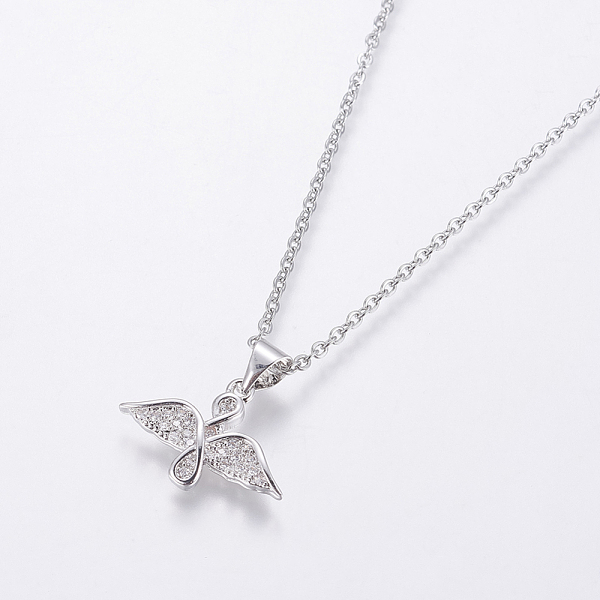 PandaHall 304 Stainless Steel Chain Necklaces, with Brass Micro Pave Cubic Zirconia Pendants, Wing, Stainless Steel Color, 17.71 inch(45cm)..., Clear
PandaHall 304 Stainless Steel Chain Necklaces, with Brass Micro Pave Cubic Zirconia Pendants, Wing, Stainless Steel Color, 17.71 inch(45cm)..., Clear
