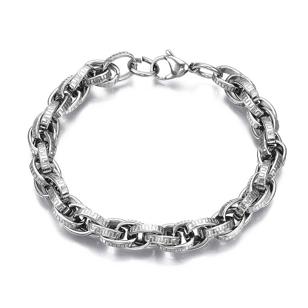 PandaHall 201 Stainless Steel Rope Chain Bracelet for Men Women, Stainless Steel Color, 8-1/8 inch(20.5cm) 201 Stainless Steel
PandaHall 201 Stainless Steel Rope Chain Bracelet for Men Women, Stainless Steel Color, 8-1/8 inch(20.5cm) 201 Stainless Steel