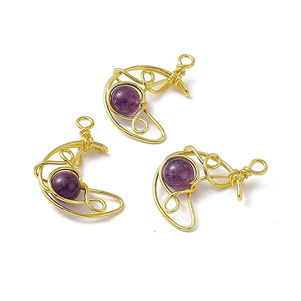 PandaHall Natural Amethyst Pendants, Moon Charms, with Rack Plating Golden Tone Brass Findings, Cadmium Free & Lead Free, 31.5~33x22x8.5mm...
PandaHall Natural Amethyst Pendants, Moon Charms, with Rack Plating Golden Tone Brass Findings, Cadmium Free & Lead Free, 31.5~33x22x8.5mm...