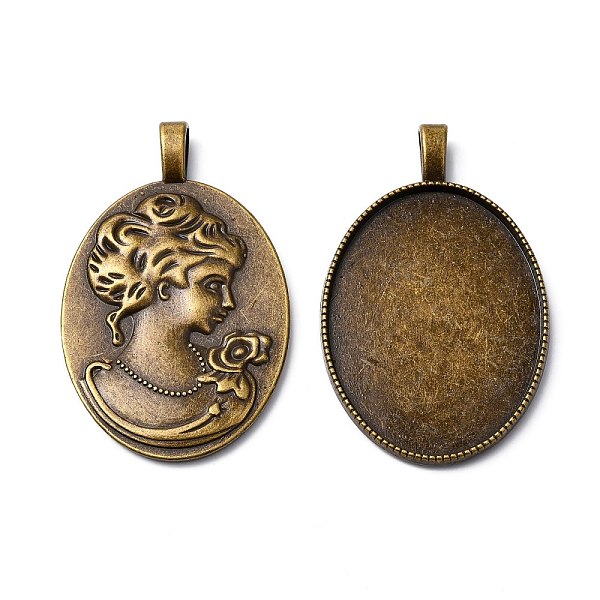 PandaHall Tibetan Style Alloy Pendant Cabochon Settings, Oval with Woman Portrait on the Reverse Side, Cadmium Free & Nickel Free & Lead...
PandaHall Tibetan Style Alloy Pendant Cabochon Settings, Oval with Woman Portrait on the Reverse Side, Cadmium Free & Nickel Free & Lead...