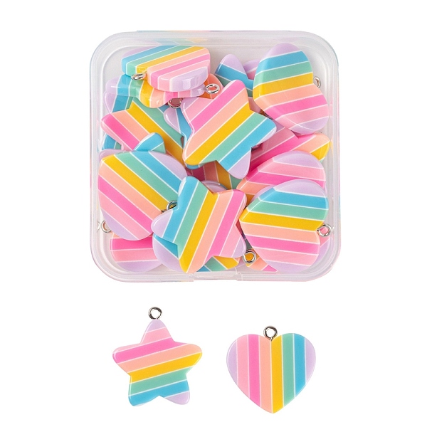 PandaHall 20Pcs 2 Style Rainbow Resin Pendants, Star & Heart, with Platinum Plated Iron Peg Bails, Colorful, 10pcs/style Iron+Resin Mixed...
PandaHall 20Pcs 2 Style Rainbow Resin Pendants, Star & Heart, with Platinum Plated Iron Peg Bails, Colorful, 10pcs/style Iron+Resin Mixed...