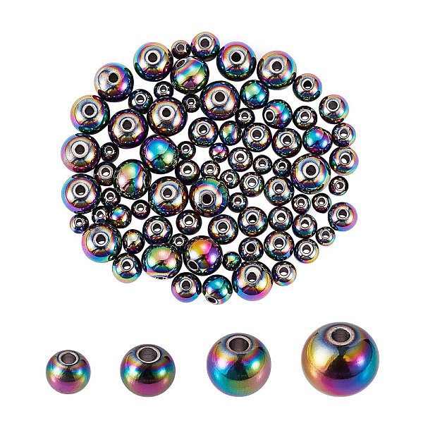 PandaHall 80Pcs 4 Style Rack Plating Rainbow Color 304 Stainless Steel Beads, Cadmium Free & Nickel Free & Lead Free, Round, 4~8x3~6.5mm...
PandaHall 80Pcs 4 Style Rack Plating Rainbow Color 304 Stainless Steel Beads, Cadmium Free & Nickel Free & Lead Free, Round, 4~8x3~6.5mm...