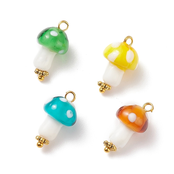 PandaHall Handmade Lampwork Pendants, with Golden Plated Brass Loops, Mushroom, Mixed Color, 18.5~19x10~11mm, Hole: 1.6~2mm Brass+Lampwork..., Multicolor
PandaHall Handmade Lampwork Pendants, with Golden Plated Brass Loops, Mushroom, Mixed Color, 18.5~19x10~11mm, Hole: 1.6~2mm Brass+Lampwork..., Multicolor
