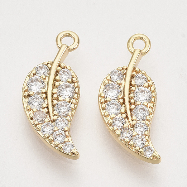 PandaHall Brass Micro Pave Clear Cubic Zirconia Pendants, Nickel Free, Real 18K Gold Plated, Leaf, 15.5x6.5x1.5mm, Hole: 1.2mm Brass+Cubic...
PandaHall Brass Micro Pave Clear Cubic Zirconia Pendants, Nickel Free, Real 18K Gold Plated, Leaf, 15.5x6.5x1.5mm, Hole: 1.2mm Brass+Cubic...