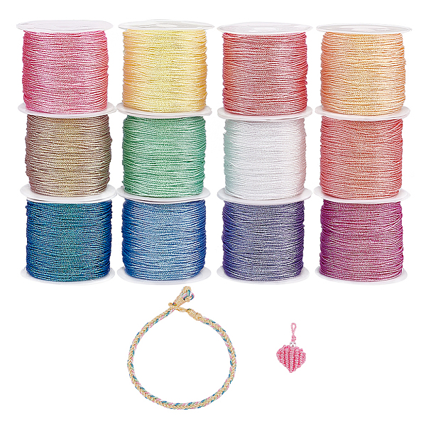 PandaHall 12 Rolls 12 Colors Polyester Braided Thread, Mixed Color, 0.8mm, about 27.34 Yards(25m)/Set, 1 color/roll Polyester Multicolor
PandaHall 12 Rolls 12 Colors Polyester Braided Thread, Mixed Color, 0.8mm, about 27.34 Yards(25m)/Set, 1 color/roll Polyester Multicolor