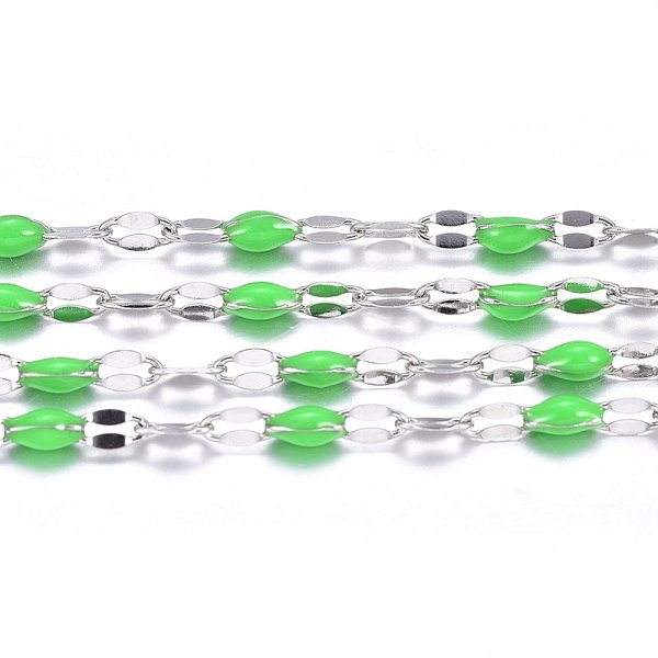 PandaHall 304 Stainless Steel Link Chains, with Spool, with Enamel, Soldered, Stainless Steel Color, Lime Green, 4~10x2x0.4~2mm, about 32.8...
PandaHall 304 Stainless Steel Link Chains, with Spool, with Enamel, Soldered, Stainless Steel Color, Lime Green, 4~10x2x0.4~2mm, about 32.8...