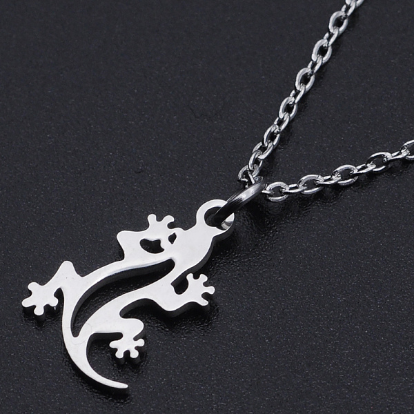 PandaHall 201 Stainless Steel Pendant Necklaces, with Cable Chains and Lobster Claw Clasps, Gecko, Stainless Steel Color, 15.74 inch(40cm)...
PandaHall 201 Stainless Steel Pendant Necklaces, with Cable Chains and Lobster Claw Clasps, Gecko, Stainless Steel Color, 15.74 inch(40cm)...