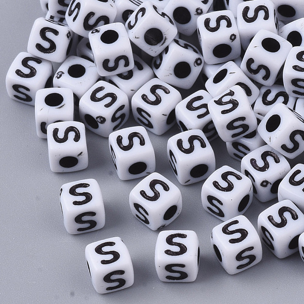PandaHall White Opaque Acrylic Beads, Horizontal Hole, Cube with Black Alphabet, Letter.S, 4~5x4~5x4~5mm, Hole: 1.8mm, about...
PandaHall White Opaque Acrylic Beads, Horizontal Hole, Cube with Black Alphabet, Letter.S, 4~5x4~5x4~5mm, Hole: 1.8mm, about...