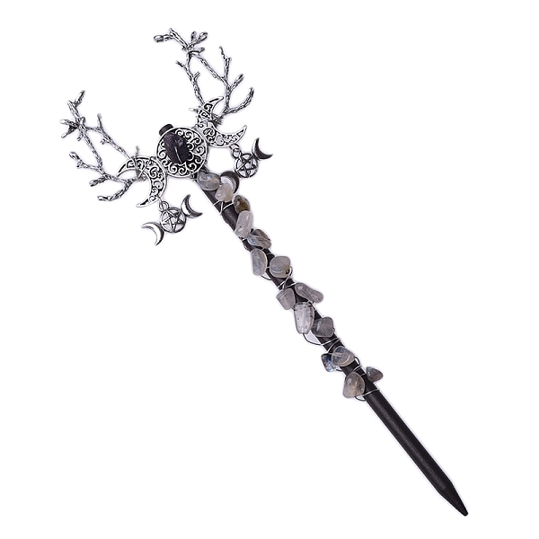 PandaHall Triple Moon Labradorite Magic Wand, Party Decorations, Antique Silver, 215mm Labradorite Branch
PandaHall Triple Moon Labradorite Magic Wand, Party Decorations, Antique Silver, 215mm Labradorite Branch