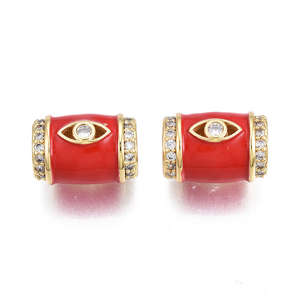 PandaHall Brass Micro Pave Clear Cubic Zirconia European Beads, with Enamel, Large Hole Beads, Nickel Free, Real 18K Gold Plated, Column..., Red
PandaHall Brass Micro Pave Clear Cubic Zirconia European Beads, with Enamel, Large Hole Beads, Nickel Free, Real 18K Gold Plated, Column..., Red