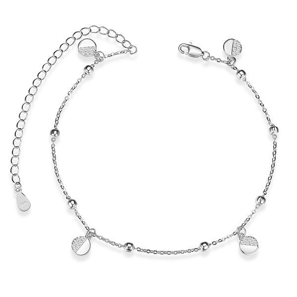 PandaHall SHEGRACE Rhodium Plated 925 Sterling Silver Charm Anklets, with Grade AAA Cubic Zirconia, Flat Round, Platinum, 8-1/4 inch(21cm)..., Clear
PandaHall SHEGRACE Rhodium Plated 925 Sterling Silver Charm Anklets, with Grade AAA Cubic Zirconia, Flat Round, Platinum, 8-1/4 inch(21cm)..., Clear