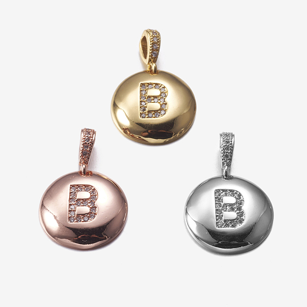 PandaHall Brass Pendants, with Cubic Zirconia, Cadmium Free & Lead Free, Flat Round with Letter, Mixed Color, Letter.B, 22mm, Hole: 2x3mm...
PandaHall Brass Pendants, with Cubic Zirconia, Cadmium Free & Lead Free, Flat Round with Letter, Mixed Color, Letter.B, 22mm, Hole: 2x3mm...