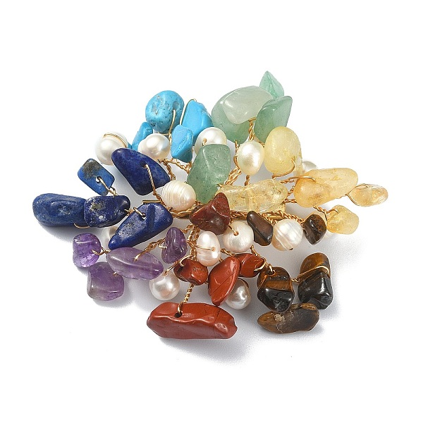 PandaHall Natural Mixed Gemstone Chips & Pearl Beaded Flower Brooch Pin, Golden Copper Wire Wrap Badge for Women, 52x60x17mm Mixed Stone..., Multicolor
PandaHall Natural Mixed Gemstone Chips & Pearl Beaded Flower Brooch Pin, Golden Copper Wire Wrap Badge for Women, 52x60x17mm Mixed Stone..., Multicolor