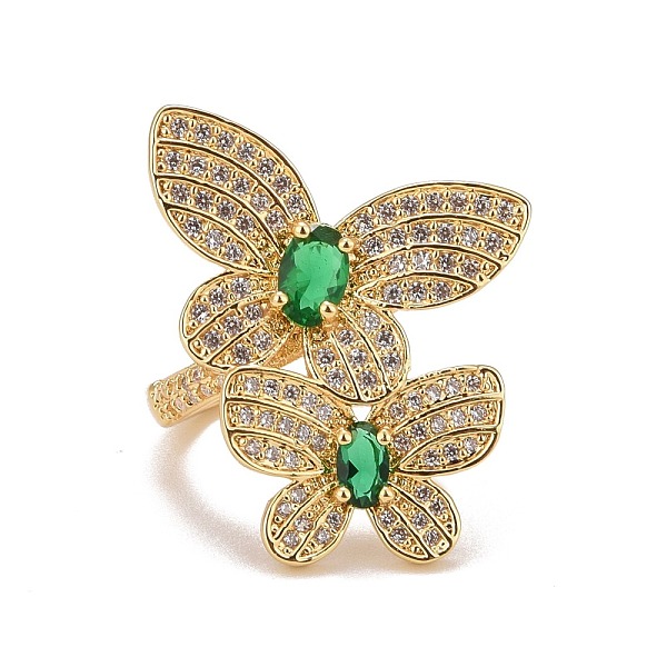 PandaHall Green Cubic Zirconia Double Butterfly Open Cuff Ring, Rack Plating Brass Jewelry for Women, Cadmium Free & Lead Free, Real 18K...
PandaHall Green Cubic Zirconia Double Butterfly Open Cuff Ring, Rack Plating Brass Jewelry for Women, Cadmium Free & Lead Free, Real 18K...