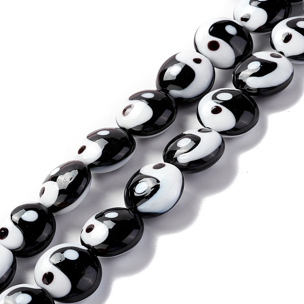 PandaHall Handmade Lampwork Beads Strands, Flat Round with Yin Yang Pattern, Black & White, 16~17x9mm, Hole: 1.2mm, about 25pcs/strand...
PandaHall Handmade Lampwork Beads Strands, Flat Round with Yin Yang Pattern, Black & White, 16~17x9mm, Hole: 1.2mm, about 25pcs/strand...