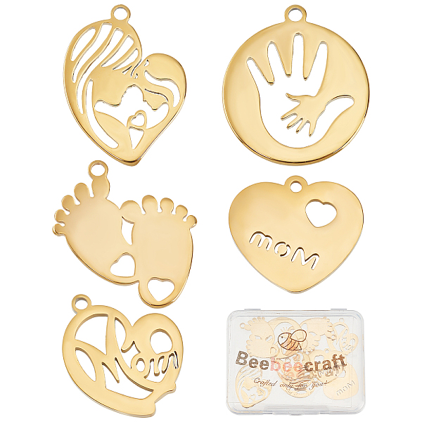 PandaHall Beebeecraft 10Pcs 5 Style Mother's Day Charms 18K Gold Plated Palm Footprints Heart with Mom Word Charm Pendants for Mother's Day...
PandaHall Beebeecraft 10Pcs 5 Style Mother's Day Charms 18K Gold Plated Palm Footprints Heart with Mom Word Charm Pendants for Mother's Day...