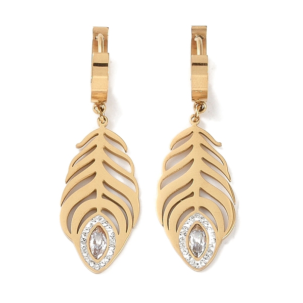 PandaHall Feather 304 Stainless Steel Polymer Clay Rhinestone Dangle Earrings, Hoop Earrings for Women, Real 18K Gold Plated, 45.5x14mm 304...
PandaHall Feather 304 Stainless Steel Polymer Clay Rhinestone Dangle Earrings, Hoop Earrings for Women, Real 18K Gold Plated, 45.5x14mm 304...