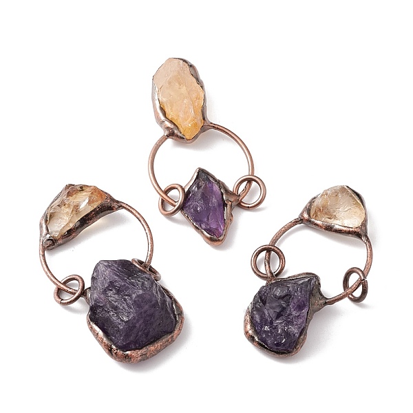 PandaHall Raw Rough Natural Amethyst & Citrine Big Pendants, with Red Copper Tone Brass Findings, Nuggets, Cadmium Free & Lead Free...
PandaHall Raw Rough Natural Amethyst & Citrine Big Pendants, with Red Copper Tone Brass Findings, Nuggets, Cadmium Free & Lead Free...
