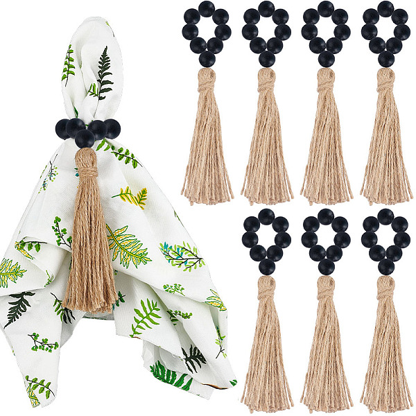 PandaHall BENECREAT 1 Set Natural Wood Beaded Napkin Rings, with Jute Tassel, Table Napkin Holder Adornment, for Wedding Banquet Birthday..., Black
PandaHall BENECREAT 1 Set Natural Wood Beaded Napkin Rings, with Jute Tassel, Table Napkin Holder Adornment, for Wedding Banquet Birthday..., Black