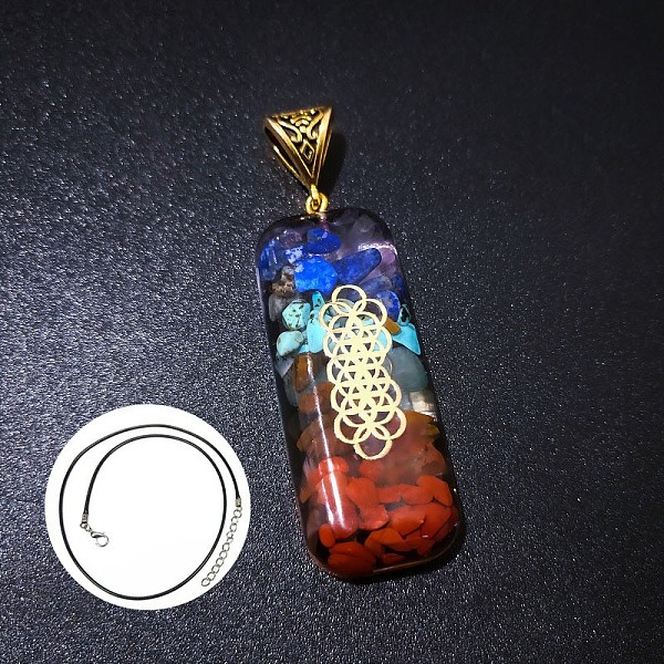 PandaHall Natural & Synthetic Mixed Gemstone Rectangle Pendant Necklace, Chakra Theme Necklace Resin Rectangle
PandaHall Natural & Synthetic Mixed Gemstone Rectangle Pendant Necklace, Chakra Theme Necklace Resin Rectangle