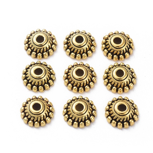 PandaHall Tibetan Style Metal Caps, Antique Golden, Lead Free & Nickel Free & Cadmium Free, 8mm in diameter, 3mm thick, hole: 2mm, Inner...
PandaHall Tibetan Style Metal Caps, Antique Golden, Lead Free & Nickel Free & Cadmium Free, 8mm in diameter, 3mm thick, hole: 2mm, Inner...