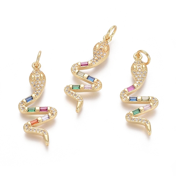 PandaHall Brass Micro Pave Cubic Zirconia Pendants, for DIY Jewelry Making, with Jump Rings, Snake, Colorful, Golden, 32.5x12.5x2.5mm, Hole...
PandaHall Brass Micro Pave Cubic Zirconia Pendants, for DIY Jewelry Making, with Jump Rings, Snake, Colorful, Golden, 32.5x12.5x2.5mm, Hole...