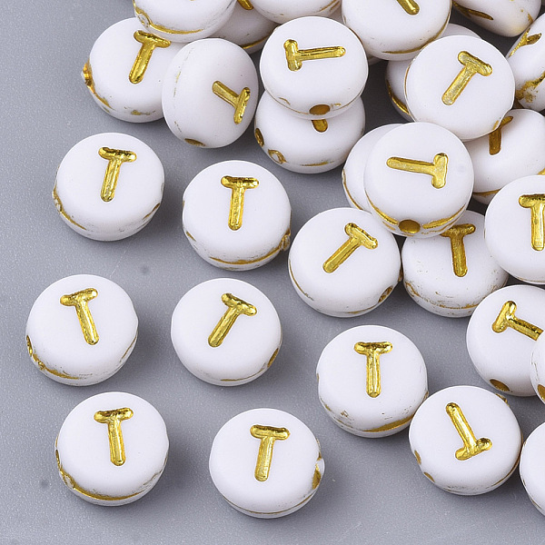 PandaHall Plating Acrylic Beads, Golden Metal Enlaced, Horizontal Hole, Flat Round with Alphabet, White, Letter.T, 7x3.5mm, Hole: 1.2mm...
PandaHall Plating Acrylic Beads, Golden Metal Enlaced, Horizontal Hole, Flat Round with Alphabet, White, Letter.T, 7x3.5mm, Hole: 1.2mm...