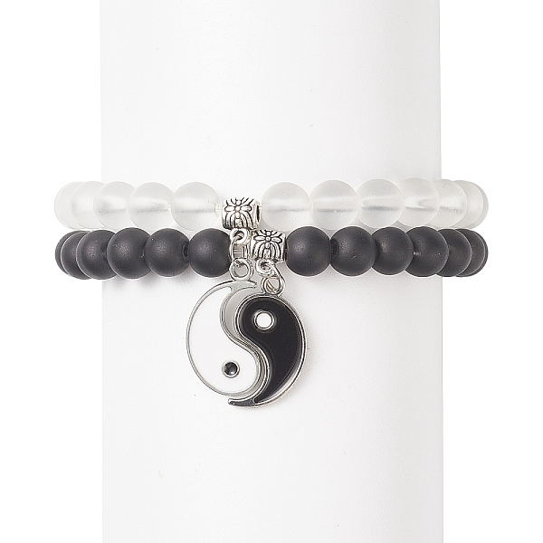 PandaHall 2Pcs 2 Color Glass Round Beaded Stretch Bracelets, Matching Alloy Enamel Yin Yang Charms Couple Bracelets for Best Friends Lovers..., Black
PandaHall 2Pcs 2 Color Glass Round Beaded Stretch Bracelets, Matching Alloy Enamel Yin Yang Charms Couple Bracelets for Best Friends Lovers..., Black