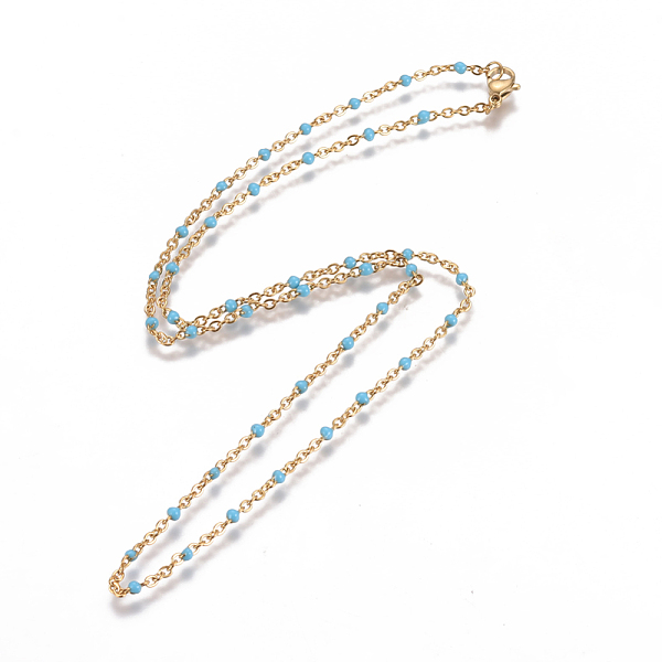 PandaHall Ion Plating(IP) 304 Stainless Steel Jewelry Sets, Cable Chain Bracelet and Necklaces, with Enamel, Golden, Light Sky Blue, 19.6...
PandaHall Ion Plating(IP) 304 Stainless Steel Jewelry Sets, Cable Chain Bracelet and Necklaces, with Enamel, Golden, Light Sky Blue, 19.6...