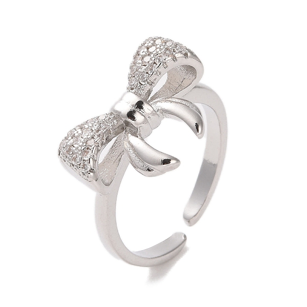 PandaHall Brass Micro Pave Cubic Zirconia Open Cuff Ring, Bowknot, Platinum, US Size 7 1/2(17.5mm) Brass+Cubic Zirconia Bowknot Clear
PandaHall Brass Micro Pave Cubic Zirconia Open Cuff Ring, Bowknot, Platinum, US Size 7 1/2(17.5mm) Brass+Cubic Zirconia Bowknot Clear