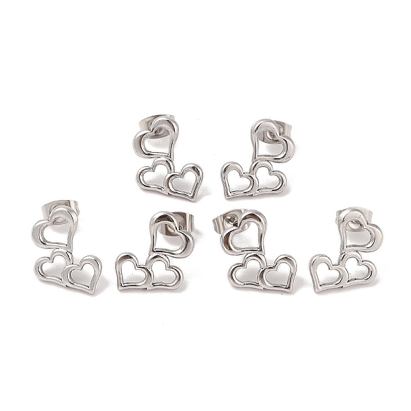 PandaHall 3 Pairs 304 Stainless Steel Triple Heart Stud Earrings for Women, Stainless Steel Color, 16x12mm 304 Stainless Steel Heart
PandaHall 3 Pairs 304 Stainless Steel Triple Heart Stud Earrings for Women, Stainless Steel Color, 16x12mm 304 Stainless Steel Heart