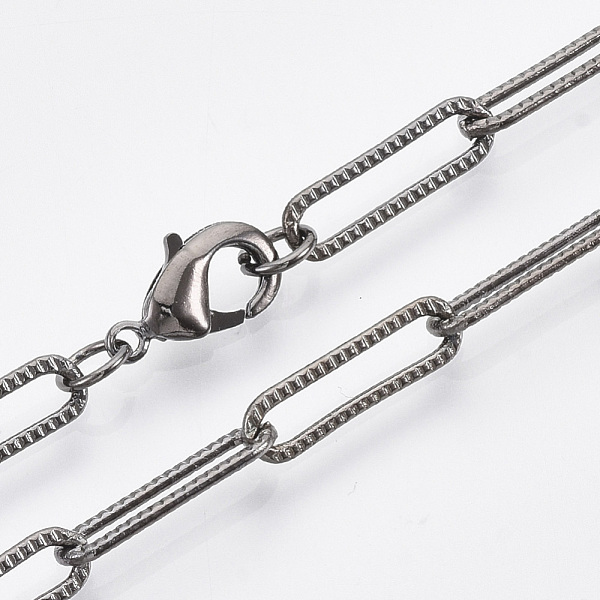 PandaHall Brass Textured Paperclip Chain Necklace Making, with Lobster Claw Clasps, Gunmetal, 18.5 inch(47cm), Link: 15.5x4.5x1mm Brass
PandaHall Brass Textured Paperclip Chain Necklace Making, with Lobster Claw Clasps, Gunmetal, 18.5 inch(47cm), Link: 15.5x4.5x1mm Brass