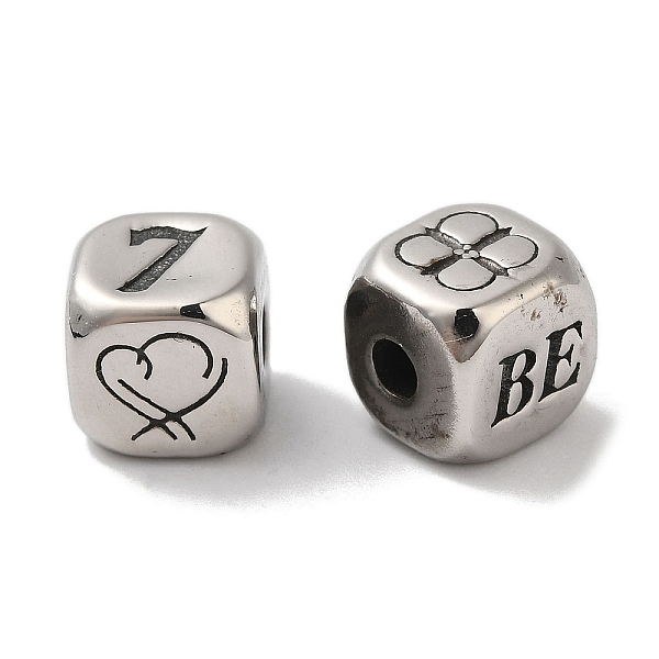 PandaHall 304 Stainless Steel Beads, Cube with Word Be & Heart, Antique Silver, 9x9x9mm, Hole: 2.5mm 304 Stainless Steel Cube
PandaHall 304 Stainless Steel Beads, Cube with Word Be & Heart, Antique Silver, 9x9x9mm, Hole: 2.5mm 304 Stainless Steel Cube