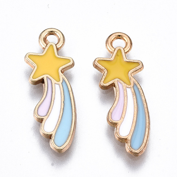 PandaHall Eco-Friendly Alloy Enamel Pendants, Cadmium Free & Lead Free & Nickel Free, Meteor, Light Gold, Colorful, 21x7x1mm, Hole: 1.5mm...
PandaHall Eco-Friendly Alloy Enamel Pendants, Cadmium Free & Lead Free & Nickel Free, Meteor, Light Gold, Colorful, 21x7x1mm, Hole: 1.5mm...