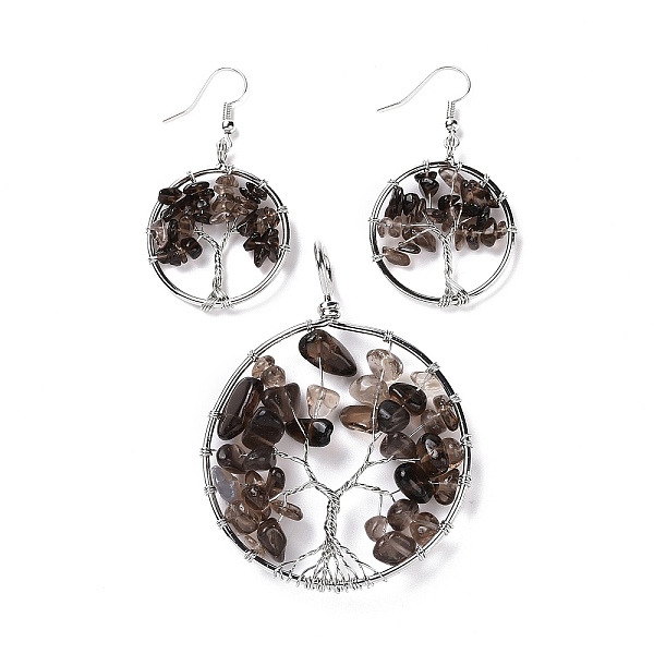 PandaHall Brass Jewelry Sets, Big Pendants and Dangle Earrings, with Natural Smoky Quartz, Platinum, Ring with Tree of Life...
PandaHall Brass Jewelry Sets, Big Pendants and Dangle Earrings, with Natural Smoky Quartz, Platinum, Ring with Tree of Life...