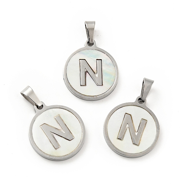 PandaHall 304 Stainless Steel with White Shell Pendants, Stainless Steel Color, Flat Round with Letter Charm, Letter.N, 18x16x1.5mm, Hole...
PandaHall 304 Stainless Steel with White Shell Pendants, Stainless Steel Color, Flat Round with Letter Charm, Letter.N, 18x16x1.5mm, Hole...