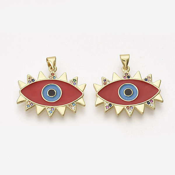 PandaHall Brass Micro Pave Cubic Zirconia Pendants, with Enamel, Evil Eye, Red, 21x25.5x1.5mm, Hole: 3x4mm Brass+Cubic Zirconia+Enamel Evil...
PandaHall Brass Micro Pave Cubic Zirconia Pendants, with Enamel, Evil Eye, Red, 21x25.5x1.5mm, Hole: 3x4mm Brass+Cubic Zirconia+Enamel Evil...