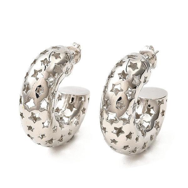 PandaHall Hollow Star Brass Stud Earrings, Half Hoop Earrings, Lead Free & Cadmium Free, Platinum, 30x10mm, Pin: 12x0.8mm Brass Star
PandaHall Hollow Star Brass Stud Earrings, Half Hoop Earrings, Lead Free & Cadmium Free, Platinum, 30x10mm, Pin: 12x0.8mm Brass Star