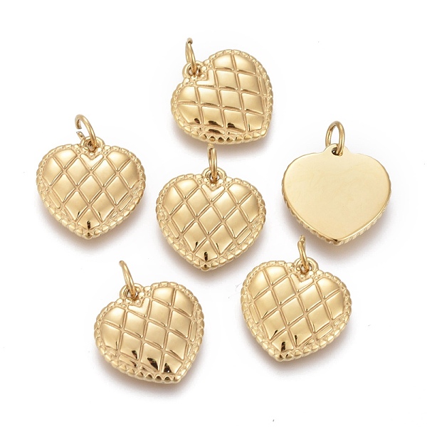 PandaHall Ion Plating(IP) 304 Stainless Steel Pendants, with Jump Ring, Textured, Heart, Golden, 15x14.5x2mm, Hole: 3.6mm 304 Stainless...
PandaHall Ion Plating(IP) 304 Stainless Steel Pendants, with Jump Ring, Textured, Heart, Golden, 15x14.5x2mm, Hole: 3.6mm 304 Stainless...