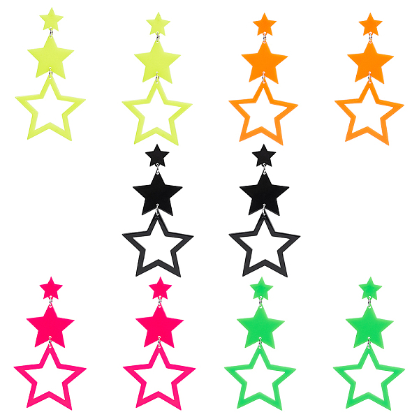 PandaHall ANATTASOUL 5 Pairs 5 Colors Hollow Star Acrylic Dangle Stud Earrings for Woman, Mixed Color, 99x54mm, 1 pair/color Acrylic Star..., Multicolor
PandaHall ANATTASOUL 5 Pairs 5 Colors Hollow Star Acrylic Dangle Stud Earrings for Woman, Mixed Color, 99x54mm, 1 pair/color Acrylic Star..., Multicolor