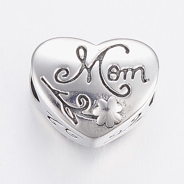 PandaHall Mother's Day Theme, 304 Stainless Steel European Beads, Large Hole Beads, Heart with Flower and Word Mom, Antique Silver...
PandaHall Mother's Day Theme, 304 Stainless Steel European Beads, Large Hole Beads, Heart with Flower and Word Mom, Antique Silver...